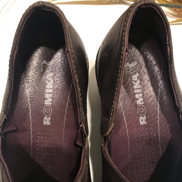 ROMIKA leather slip on small heel brown 7.5 - Picture 4 of 4